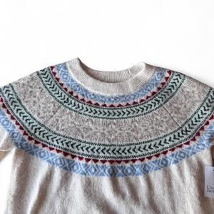 Croft & Barrow Men’s PXL Fair Isle Knit Sweater Cream Multicolor